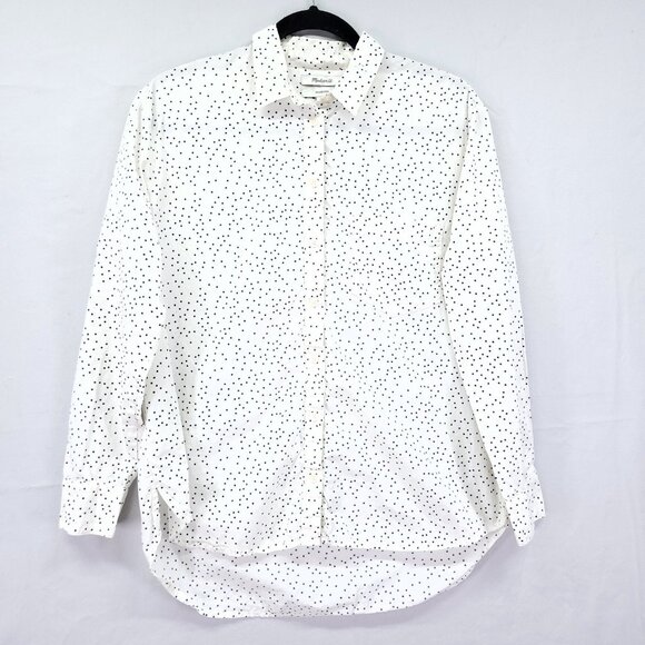 Madewell Shirt Womens Small Oversized Polka Dot Button Up Long Sleeve Top - Picture 1 of 15